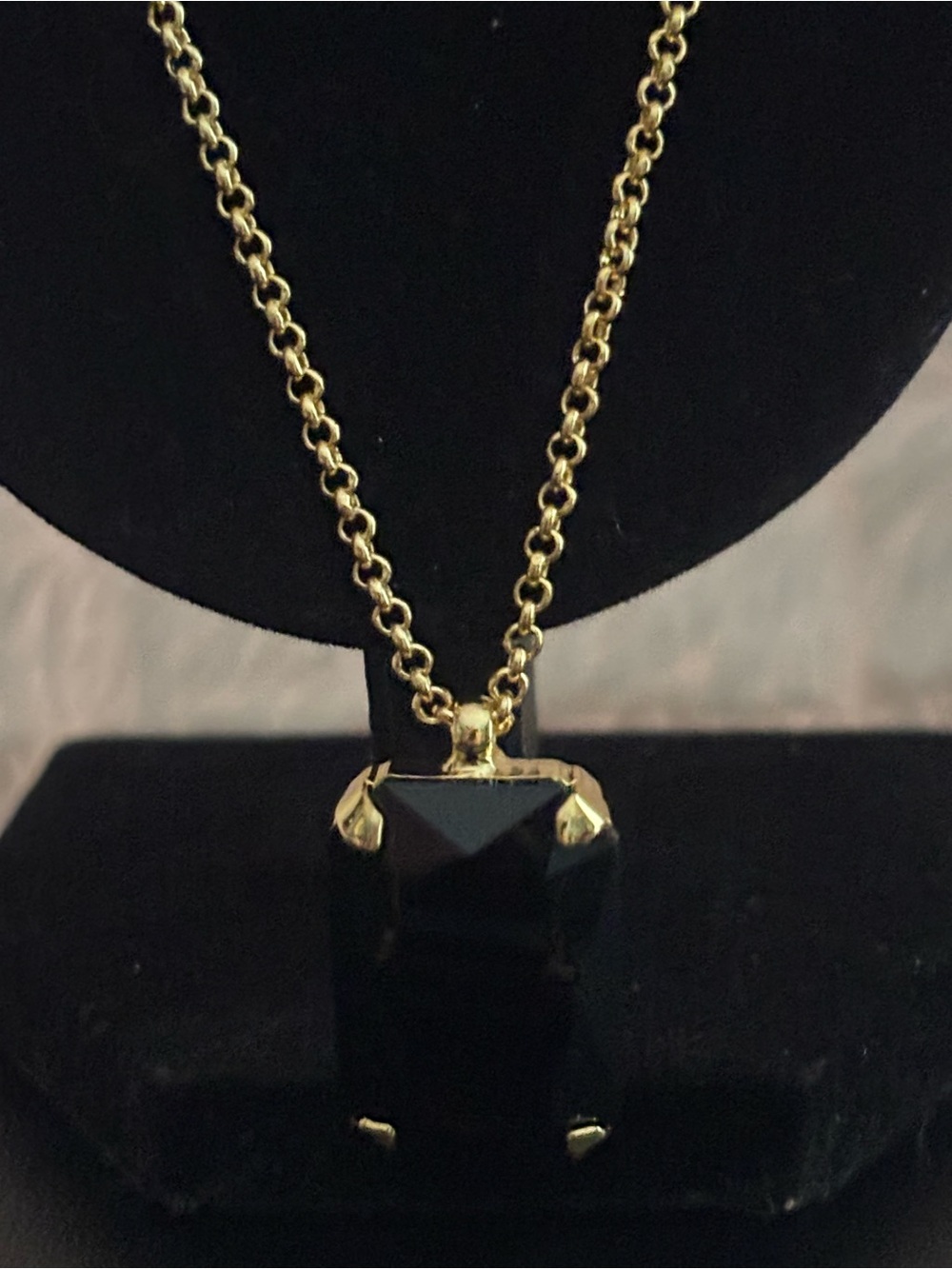 Sorrelli Gold Chain Necklace with Black Faceted Pendant